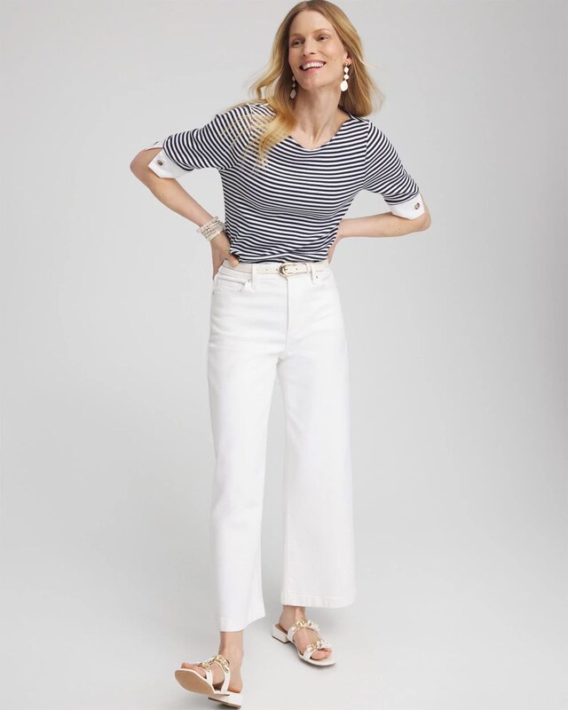 Stripe Grommet Detail Tee - image 2